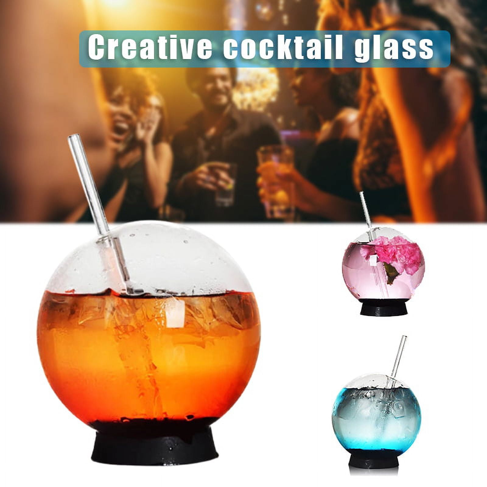Cocktail Cup Creative Durable Glass Cocktail Cup with Glass Straw