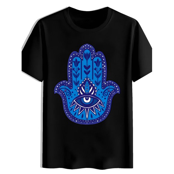 T Shirt Men's Hamsa Hand Eye Print - Wrinkle & Pill Resistant Quick-Dry Sports