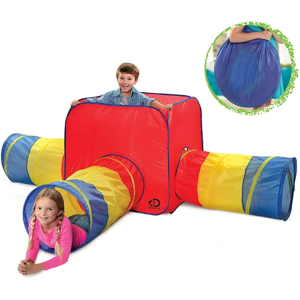 Discovery Kids 2 Piece Adventure Dome Play Tent W Removable 6ft Tunnel Tube Measures 40 X 40 X 37 Inches Indoor Outdoor Pop Up Design Easy Setup Lightweight Fabric Folds Flat Walmart Com