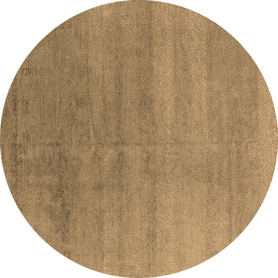 Ahgly Company Indoor Round Oriental Brown Industrial Area Rugs, 7' Round