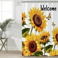 thumbnail image 2 of 72x78 Inch Shower Curtain Summer Sunflower Bathroom Decor Waterproof Fabric Bathtub Bath Curtains Decorative Butterfly Text Vintage Watercolor Extra Long Shower Curtain Set with Hooks, 2 of 6