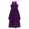 thumbnail image 5 of renvena Little Girl Sequins Halter Neck Ruffled Flower Girls Dress Chiffon Maxi Long Evening Prom Gowns Purple 12, 5 of 7