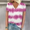 thumbnail image 2 of DeHolifer Womens T Shirt V Neck Short Sleeve Tie-Dye Printed Tee Tops Loose Casual Fashion Blouse Tops Hot Pink M, 2 of 4