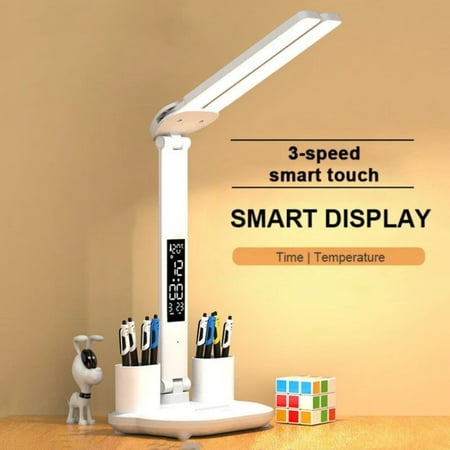 

HNGPNGH Adjustable Dimmable LED Desk Lamp with Foldable and Rotating Design - Dual Flexible Heads for Customizable Brightness Levels USB Charging Port Included - Ideal for Eye Protection