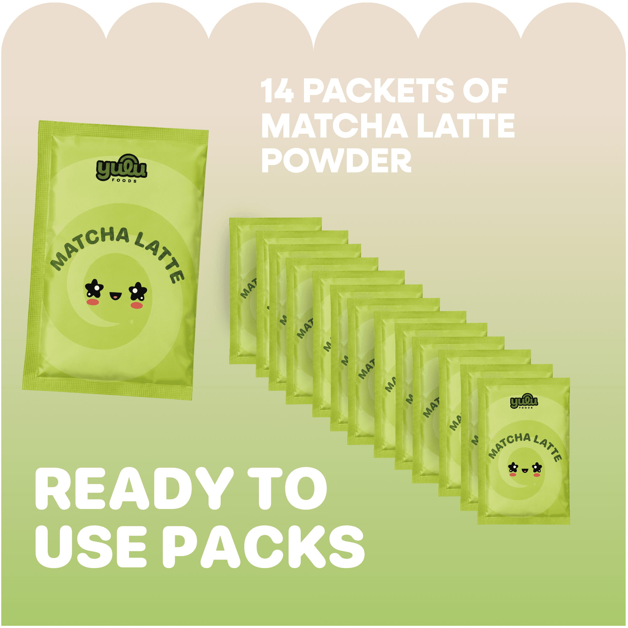 Yulu Instant Matcha Latte Mix - 14 Servings NET Wt 13.82 oz (392g)