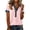 Pink #031, variant on Shirts for Women Trendy Short Sleeve Button Up Collared Shirt with Denim Collar Waffle Knit Patchwork Polo Shirts, XL