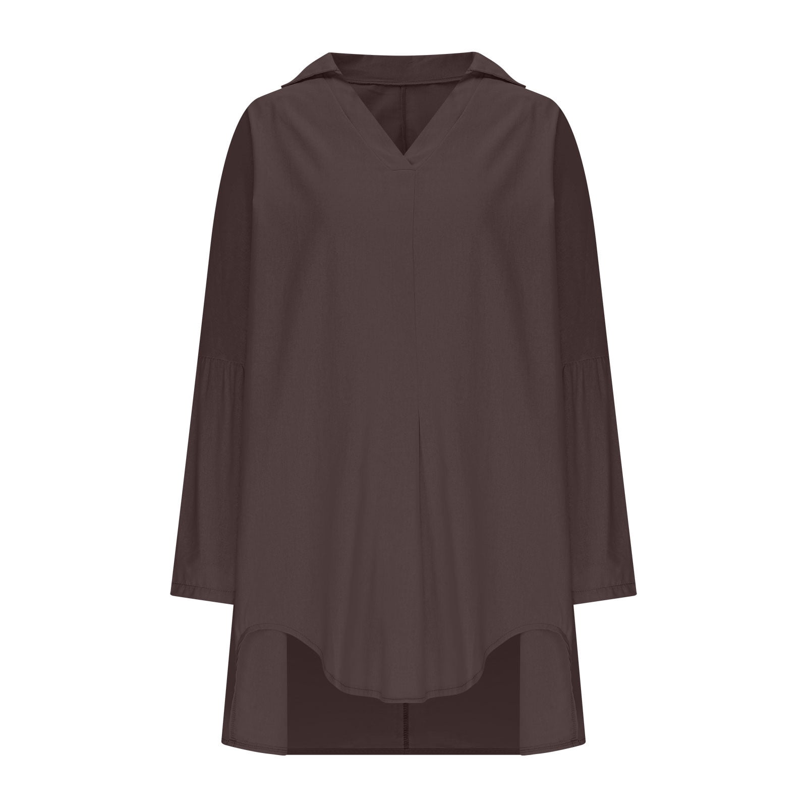 Women Cotton Linen Shirts Dress Long Sleeve Dress Shirts V-neck Blouses Beach Casual Solid Tunic Sundress