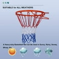 thumbnail image 2 of Nvzi Red de baloncesto de repuesto: cuerda plana trenzada de poliéster, resistente,antilatigazos, redes gruesas que se adaptan a aros estándar de 12 bucles (azul blanco y rojo), 2 of 5