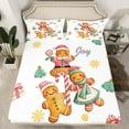 thumbnail image 2 of Feelyou Kawaii Gingerbread Man Bed Sheets, Christmas Tree Snowflake King Sheets, Teens Boys Girls Kids Sheet Set, Microfiber Bedroom Decor, 4pcs, 2 of 7