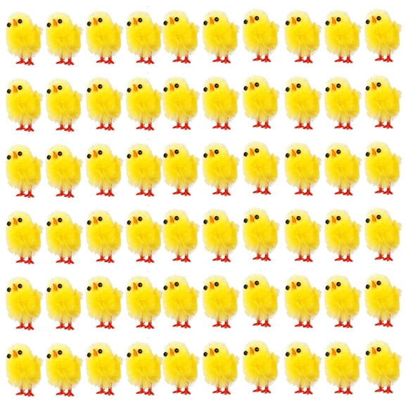 Bearachild 60 piezas de pollitos de Pascua de plástico amarillo para manualidades, fibra química, exhibición de simulación, regalo, Kits de decoración para fiestas
