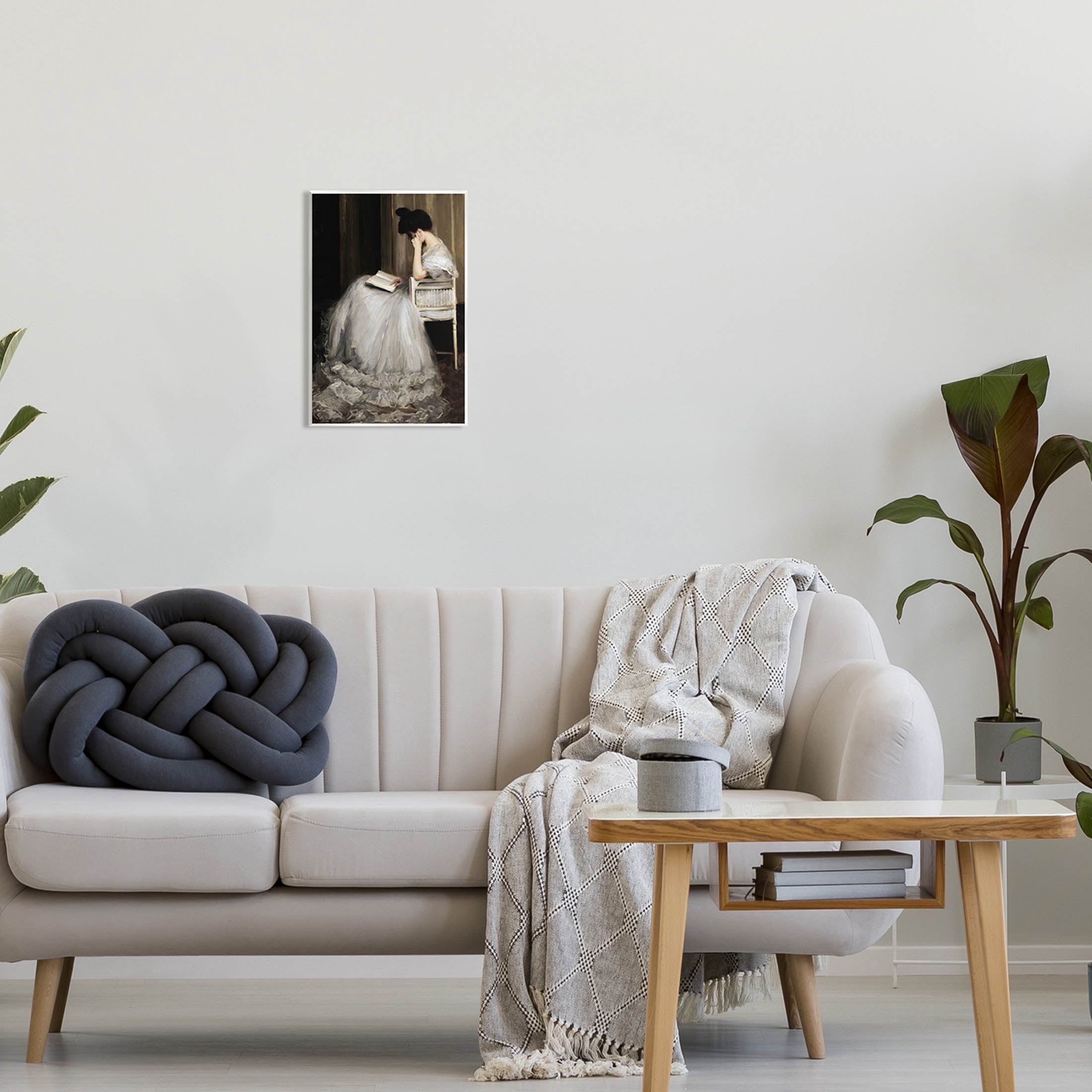 Woman in Gown Reading Portrait Typography Painting Unframed Art Print Wall Art