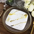 thumbnail image 3 of Balsa Circle 10 White Gold Metallic Marble Square Disposable Salad Dinner Plastic Plates Party Events Tableware, 3 of 8