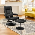 thumbnail image 3 of Giantex Swivel TV Chair w/Stool, Armchair w/Adjustable Backrest, Recliner w/Maximum Load Capacity, Massage Chair Made of Artificial Leather, Black, 3 of 8