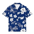 thumbnail image 5 of DJDLJWCJ Teen Boys Hawaiian Short Sleeve Button-Up Shirt Summer Fashion Printed Short Sleeve polo Shirts Stretch Beach Shirt Navy Size 9-10Years, 5 of 8