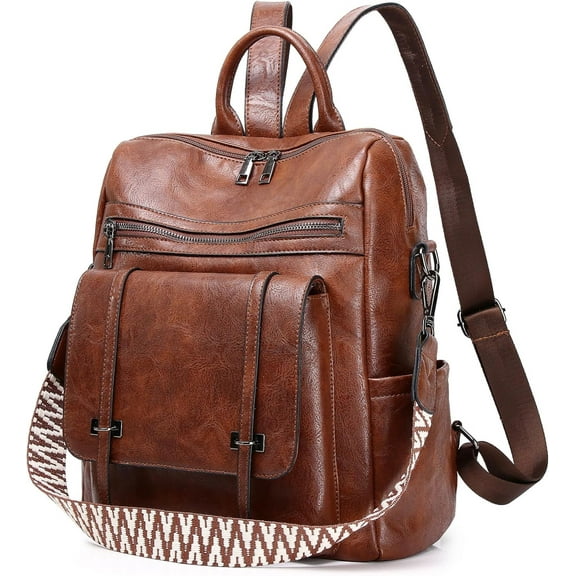 Kwuty Fashion Backpack Purse for Women, Black PU Leather Backpack Purse Medium Size, Convertible Shoulder Bags Handbag