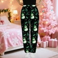 thumbnail image 2 of XIAOCHA Womens Trousers Christmas Snowman Tree Printed Wide Leg Pants Elastic High Waist Loose Fit Festive Holiday Sweatpants, 2 of 6