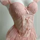 thumbnail image 3 of Corsé francés Sexy con bragas, lencería Sexy, puro deseo, cintura delgada, malla de encaje, sujetador de espina de pescado, conjunto de lencería Lolita, corpiño negro, 3 of 4