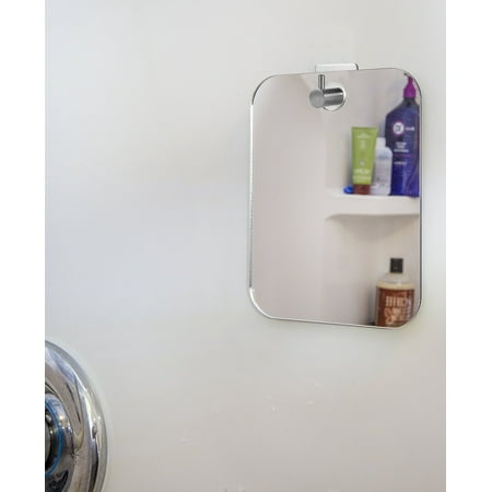 Juslike Travel/Dorm Fogless Shower Shaving Bathroom Mirror With 1 Adhesive Hook for Bathroom Travel, Gray