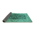 thumbnail image 2 of Ahgly Company Indoor Square Oriental Turquoise Blue Industrial Area Rugs, 3' Square, 2 of 4