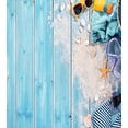 thumbnail image 3 of Maritime Duvet Cover Set, Swimming Clothes Shells Sands and Glasses on Painting Wooden Planks, Decorative 3 Piece Bedding Set with 2 Pillow Shams, King Size, Sky Blue and Multicolor, by Ambesonne, 3 of 3