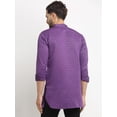 thumbnail image 4 of eloria Traditional Men's Purple Geometric Woven Design Asymmetric Kurta, 4 of 7