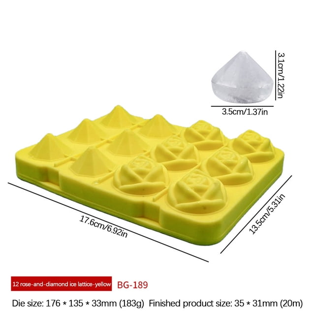 Pisexur Batería de cocina Molde para bolas de hielo de whisky, bandeja esférica con tapa, molde de gel de sílice con enrejado de diamante rosa, molde de gel de sílice para la cocina del hogar