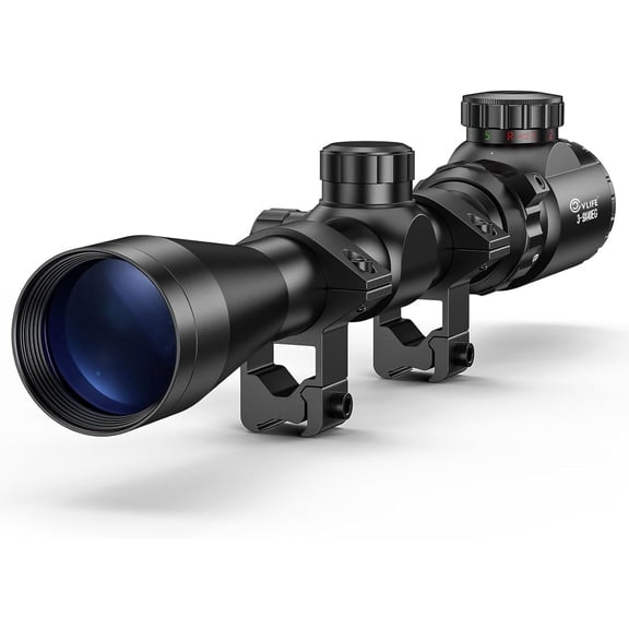 SharpOptics 3-9x40 Scope, Red & Green Illuminated Optical Riflescope, 1 inch Tube Scope