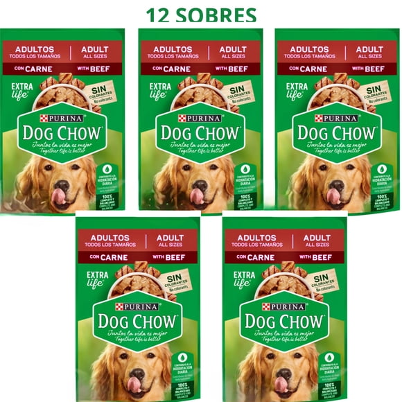Pouch Dog Chow Adulto Carne 85 g (12 Pzas)
