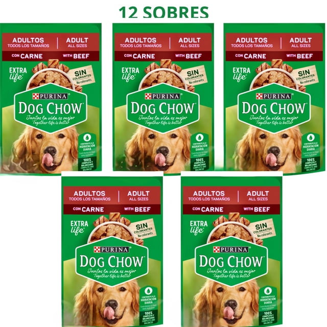 Pouch Dog Chow Adulto Carne 85 g (12 Pzas)