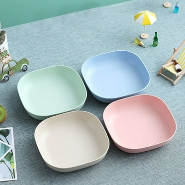 QIEZHON 8Pcs Plastic Plates Square Dinner Plates Dinnerware Dishes Small Food Plate Saucers Bowls Tray 6.9 Inches(8Colors)
