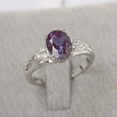 thumbnail image 2 of alexandrite engagement ring alexandrite silver ring oval cut ring June birthstone gifts for women, 2 of 2