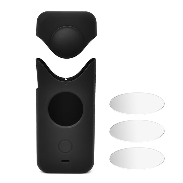 Panorama Camera Silicone Protective Case with Lens + Tempered Glass Screen Protector Kit Replacement for ONE X2