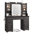 thumbnail image 3 of EnHomee Vanity Set with Mirror and Lights Farmhouse Vanity Desk with 5 Drawers & 2 Storage Cabinets Makeup Vanity Table with Lighted Mirror,Black, 3 of 8