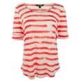 thumbnail image 4 of Women's Petite Striped Linen Scoopneck Tee-R-PM, 4 of 5