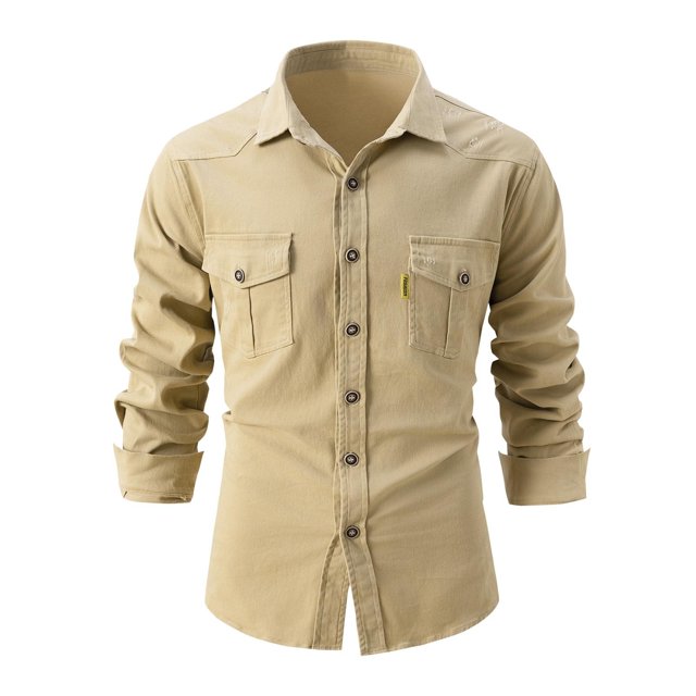 XDZJLR Chemises pour Hommes Printemps et Automne Veste de Mode Extensible Délavée Manches Longues pour Hommes