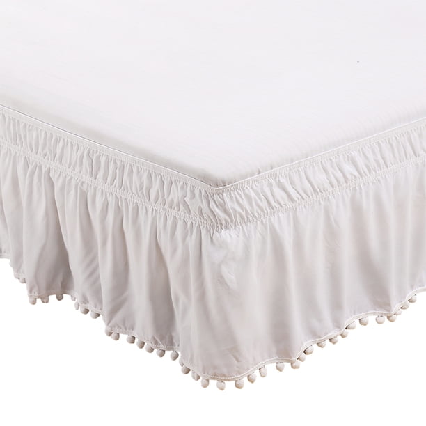 Yuarrent Hogar De Cama Elegante Y Fácil De Limpiar Fácil De Limpiar Alrededor De La Cenefa De La Cama Sábana Blanca US-Full54*75in Type2 NO2