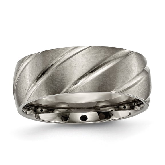 Titanium Swirl Design 8mm Satin Band Ring - Size 7.5