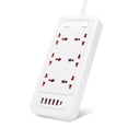 thumbnail image 1 of Sidaley Tira de tomacorrientes universal de 6 vías con puertos USB, enchufes eléctricos multifuncionales ignífugos, oficina, escuela, apartamento Electrónica  enchufe de EE. UU. Blanco, 1 of 6