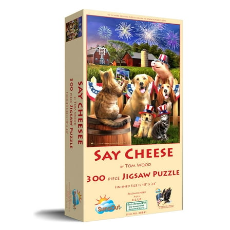 SUNSOUT INC - Say Cheese - 300 pc Jigsaw Puzzle by Artist: Tom Wood - Finished Size 18" x 24" Fourth of July - MPN# 28841