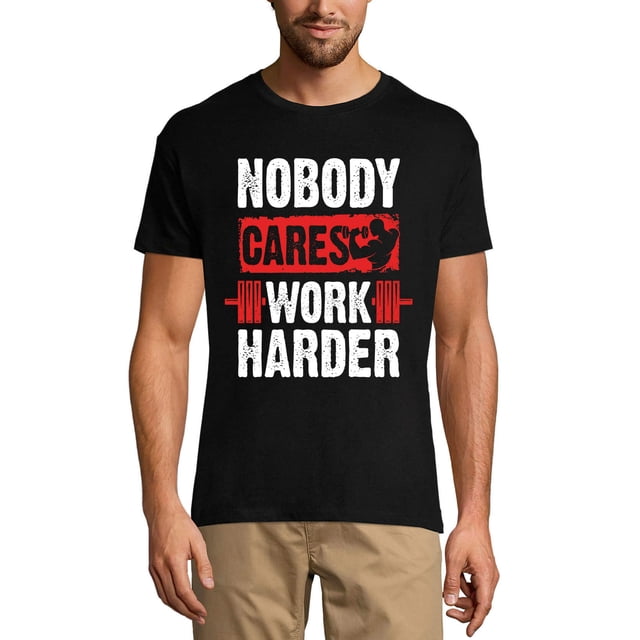 T-Shirt Graphique pour Homme Personne Ne s'En Soucie Travaille Plus Dur Entraînement Écoresponsable Édition Limitée T-Shirt à Manches Courtes Vintage Cadeau d'Anniversaire Nouveauté