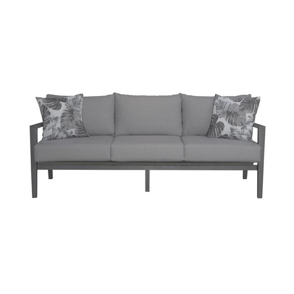 Liberty Furniture Plantation Key 80"W Aluminum Outdoor Sofa in Granite Gray