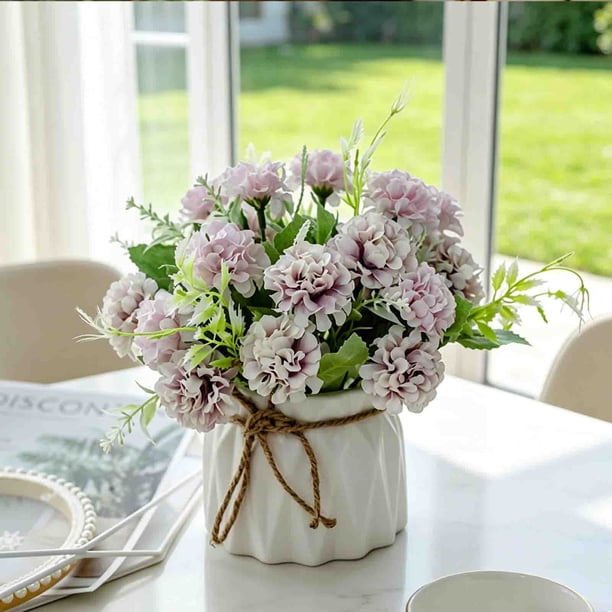 Artificial Flower With Small Ceramic Vase Fake Silk Variety Flower Balls Flowers Decoration Table Appropriate Home Party Office Wedding
