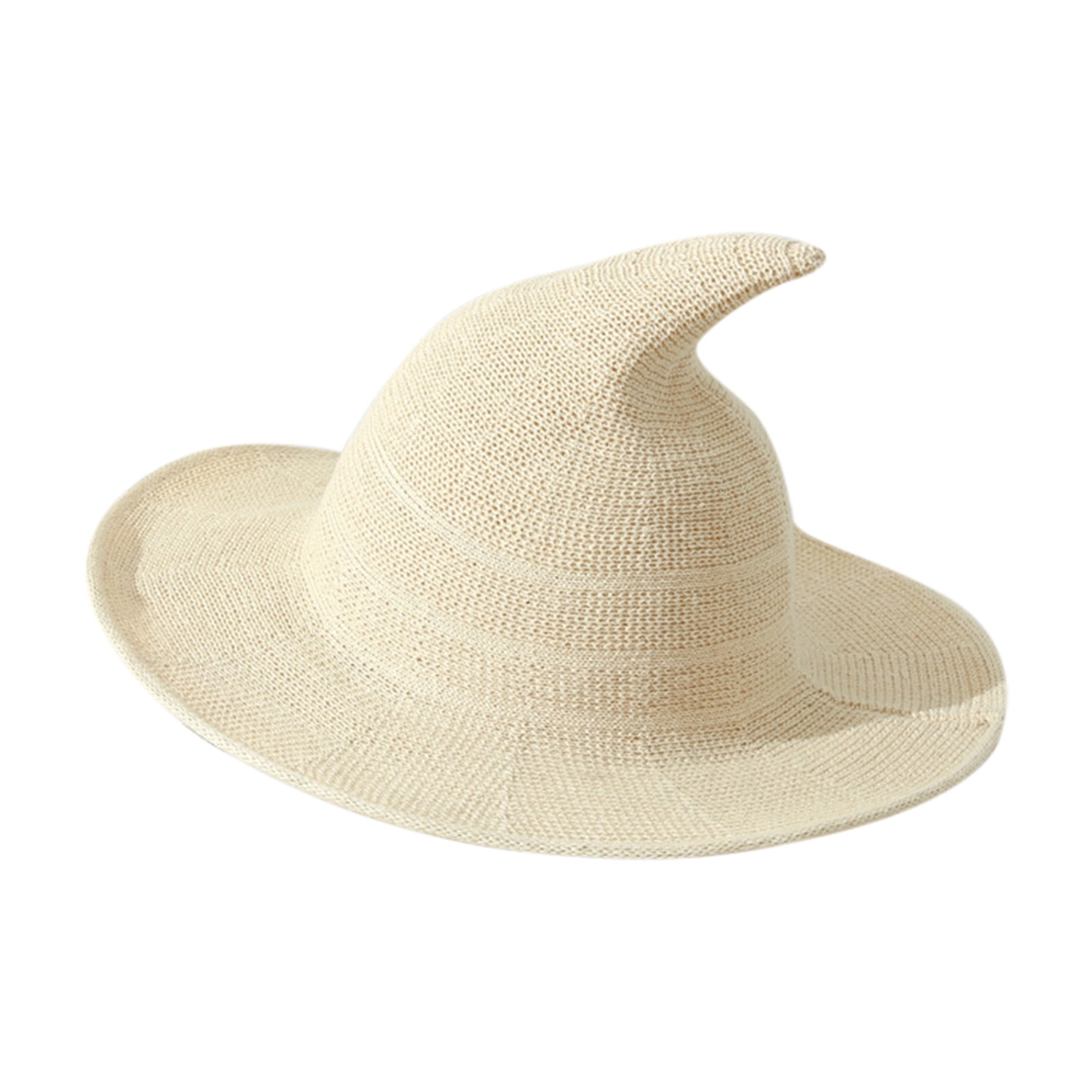 Kids Sharp Pointed Straw Sunhat Beach Sun Hat Cap Halloween Spire Witch Hat 