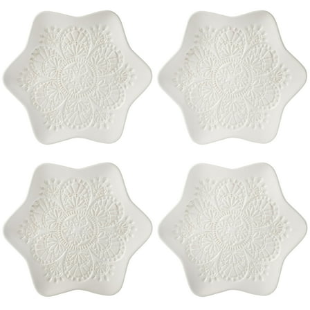 The Pioneer Woman Vintage Lace Snowflake Appetizer Plates, White, 8.5 in, 4-Pack
