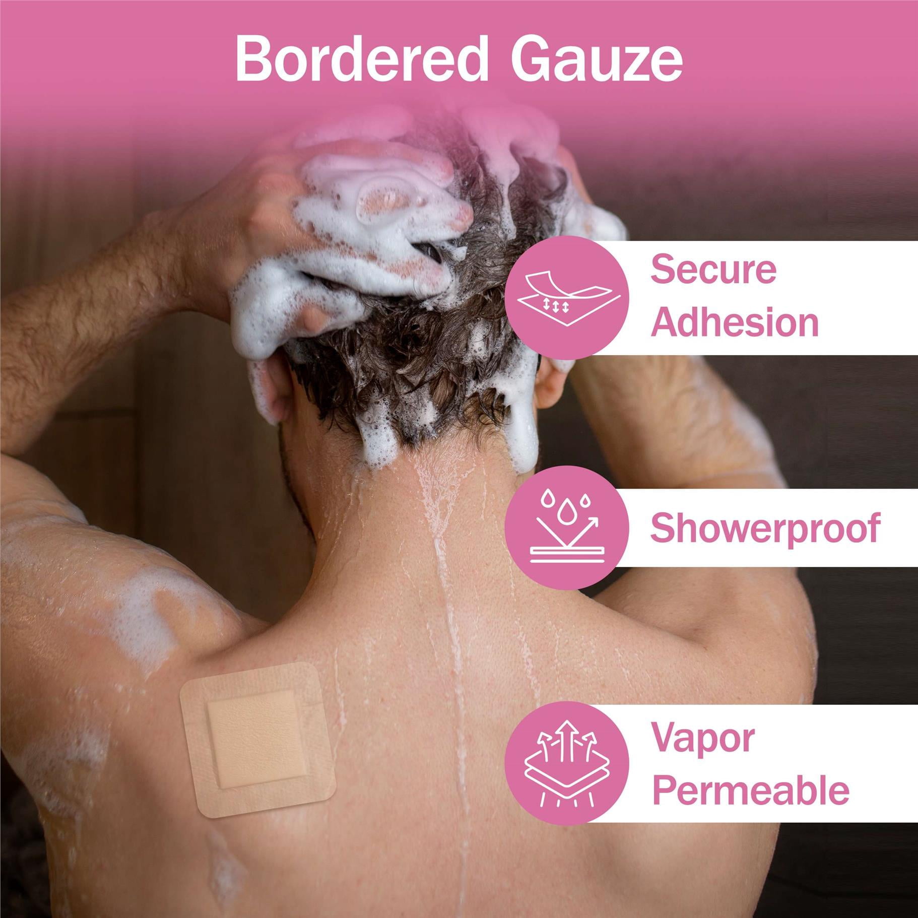 Tender Gentle Silicone Foam Dressing with Border, Adhesive, 10 ct. 4" x 4" Sterile Silicone Foam Bandage for Wound Care - Individually Wrapped