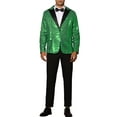 thumbnail image 2 of INSPIRE CHIC Sequin Blazer for Men's Peak Lapel Color Block Shiny Sparkly Sports Coat M Green, 2 of 5