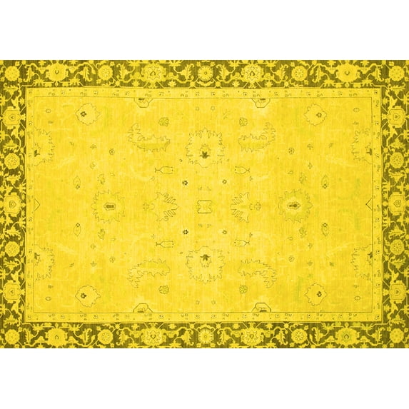 Ahgly Company Indoor Rectangle Oriental Yellow Modern Area Rugs, 6' x 9'