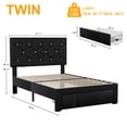 thumbnail image 3 of VECELO Twin Size Upholstered Bed Frame with 1 Drawer & Adjustable Headboard, Under Bed Storage, Black, 3 of 9