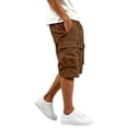thumbnail image 6 of Men's Plain Cargo Shorts, Elastic Waist Multi-Pocket Pants, Summer Casual Straight Leg Bottoms, 6 of 7