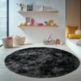 thumbnail image 5 of ZENELESS Fuzzy Rug for Kids Room,6x6ft Fluffy Round Rug, Tie-dye Black Gray Non-Slip Soft Circle Carpet for Boys Bedroom,Reading Nook,Home Decor,Nursery Room, 5 of 8